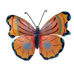 Hand-Painted Butterfly Wall Art Display 10"x 8" Colorful Metal Indoor Outdoor